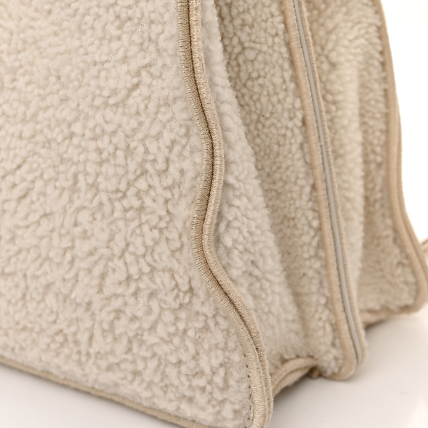 Curly Shearling Shiny Nappa Medium Peekaboo I SEE U Satchel White