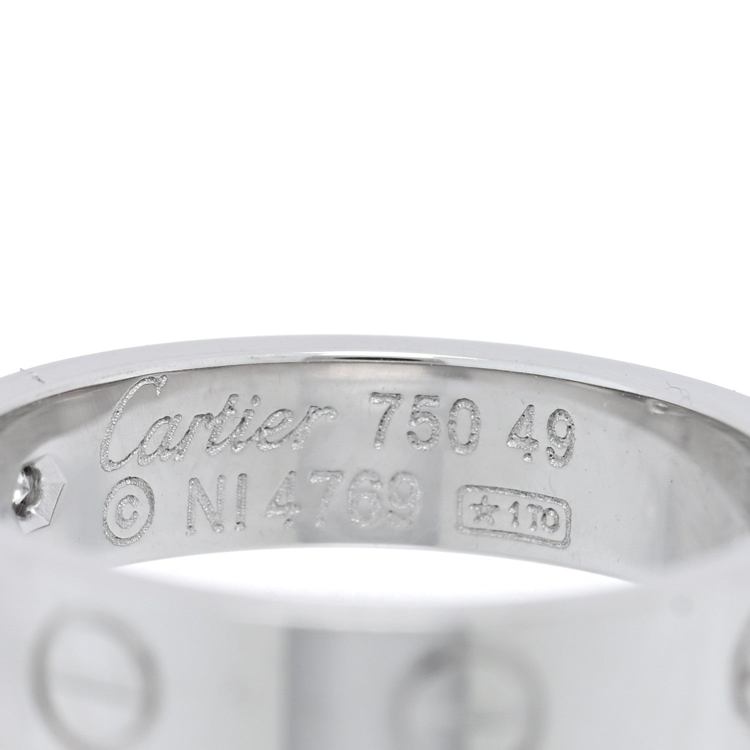Cartier 18K White Gold Diamond 4mm LOVE Wedding Band Ring 49 5 4 of 5