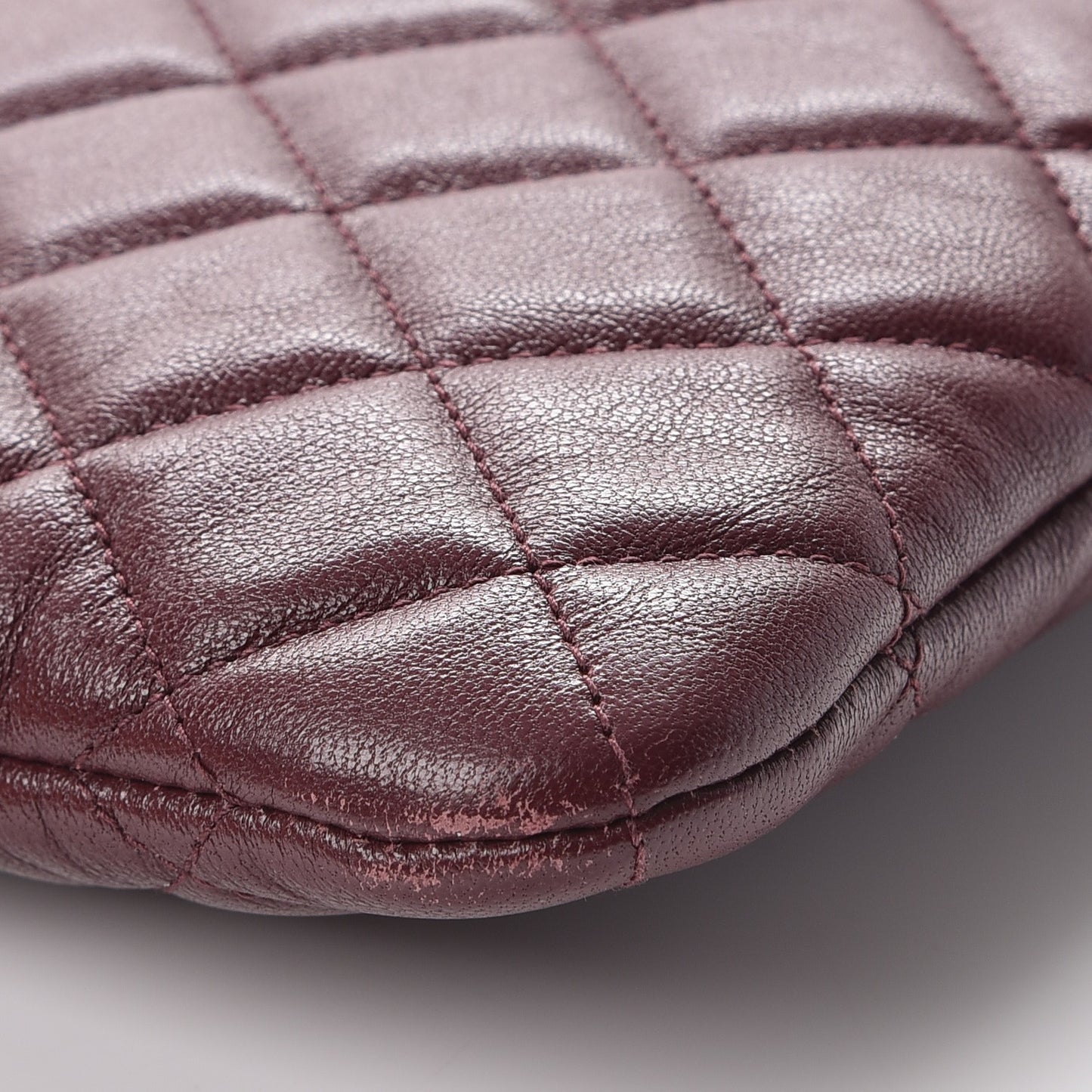 Sheepskin Quilted Large Vintage Mademoiselle Cosmetic Case Burgundy
