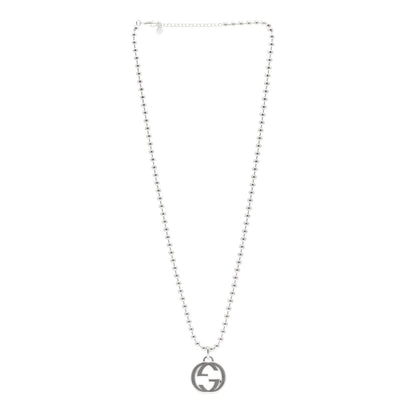 Gucci Sterling Silver Interlocking GG Pendant Beaded Necklace 3 of 4