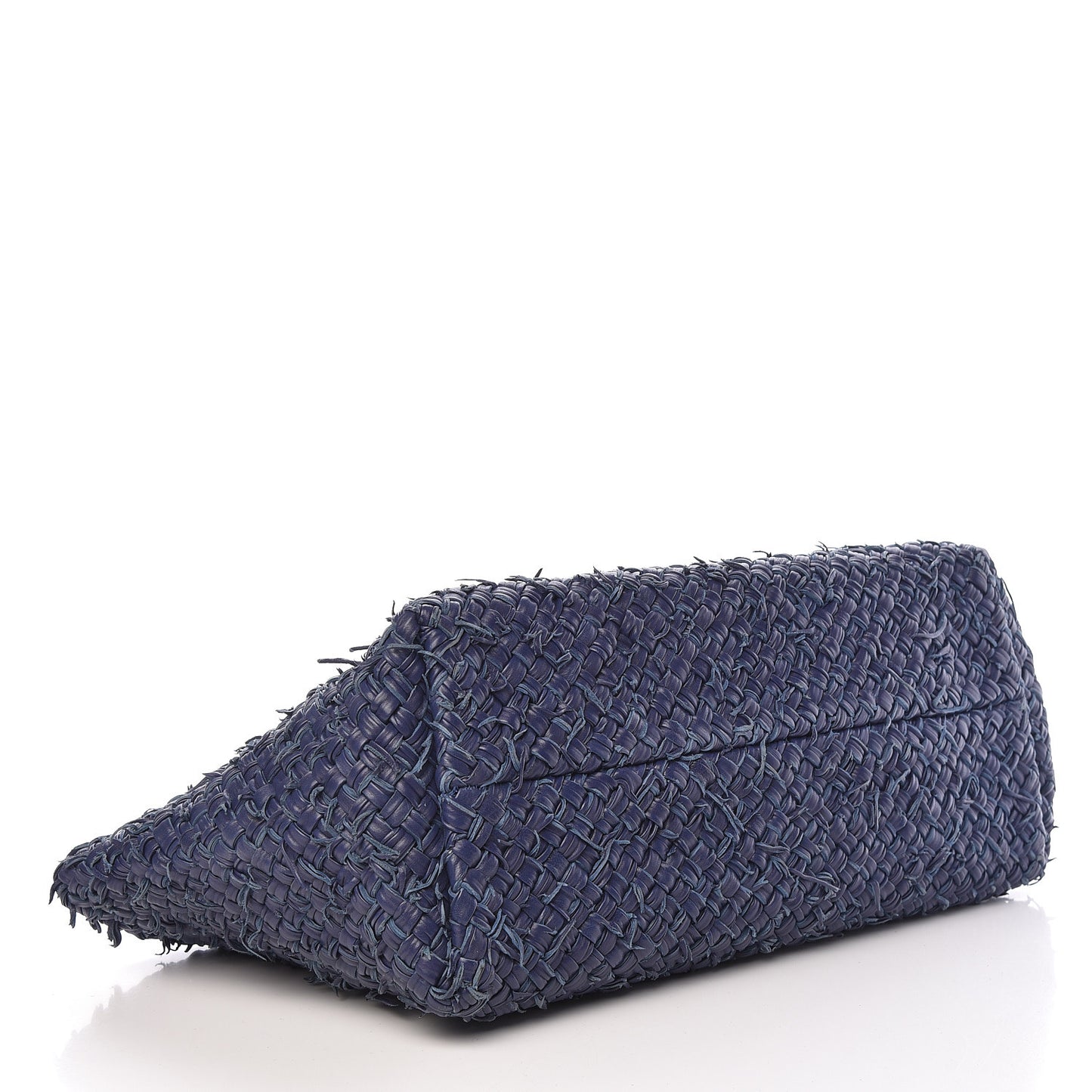 Chevre Intrecciato Fringe Netted Medium Cabat Tote Blue