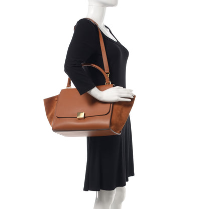 Celine Natural Calfskin Suede Medium Trapeze Tan 2 of 13