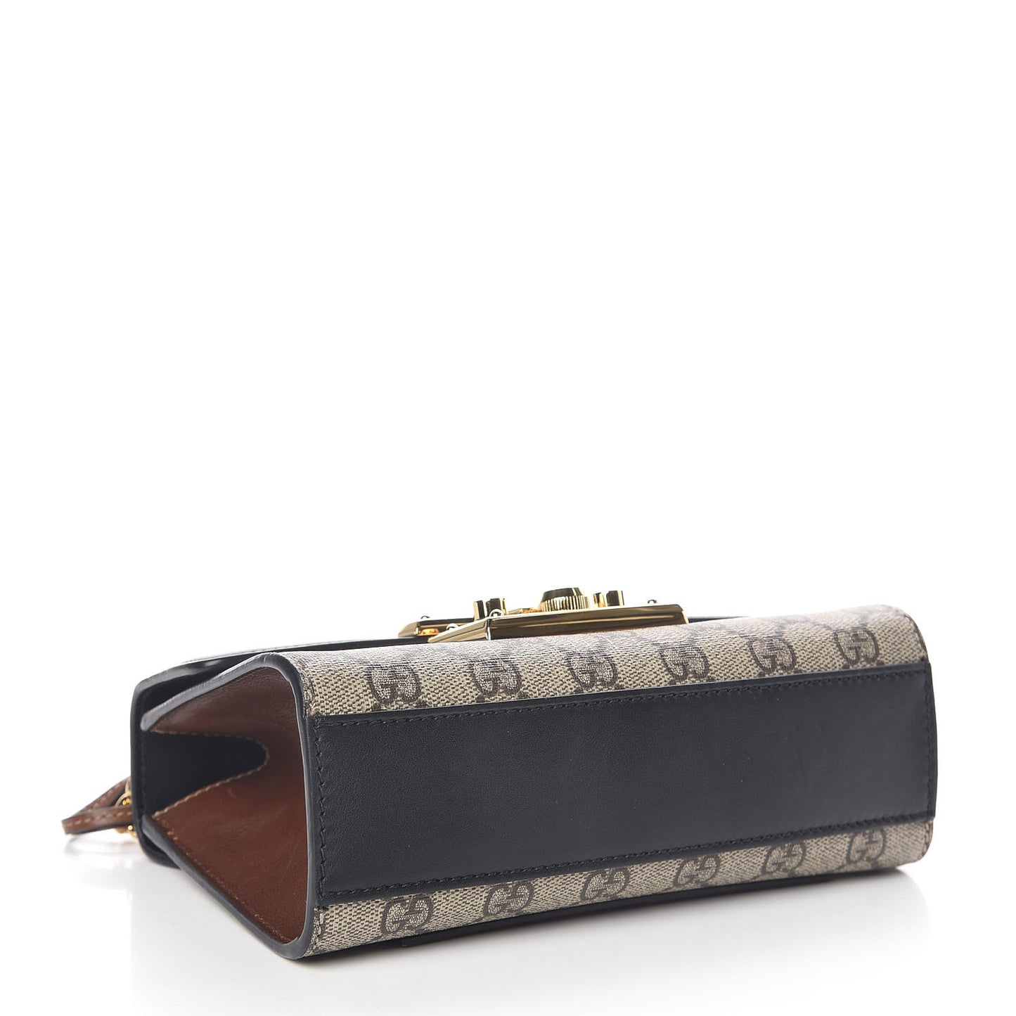 GG Supreme Monogram Calfskin Small Padlock Shoulder Bag Beige Black Cuir