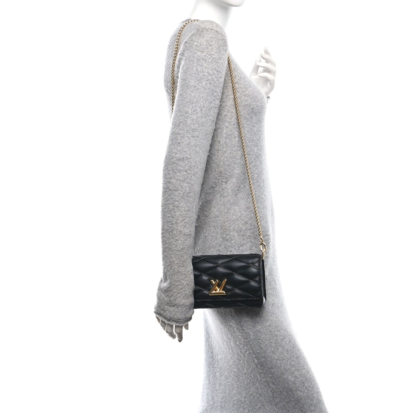 Lambskin Malletage Wallet On Chain GO-14 Black