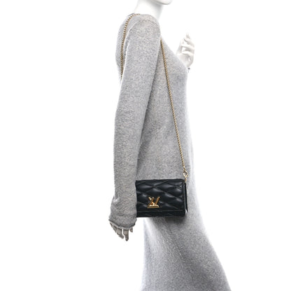Louis Vuitton Lambskin Malletage Wallet On Chain GO-14 Black 2 of 11