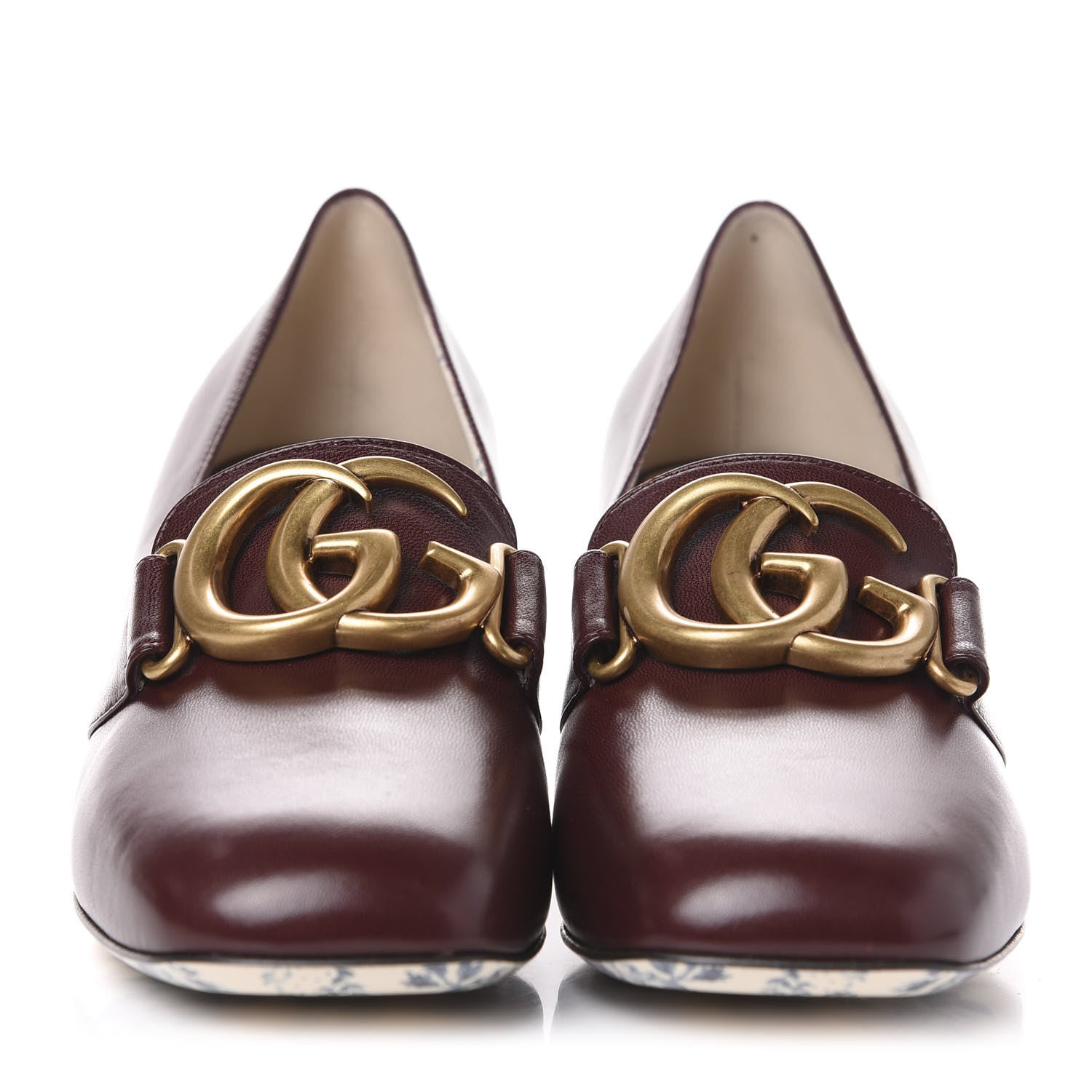 Gucci Malaga Kid GG Victoire 55mm Loafer Pumps 37 Vintage Bordeaux 2 of 9