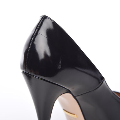 Gucci Polished Calfskin Removable Pearly Bow Elaisa Platform High Heel Pumps 37.5 Black 11 of 13