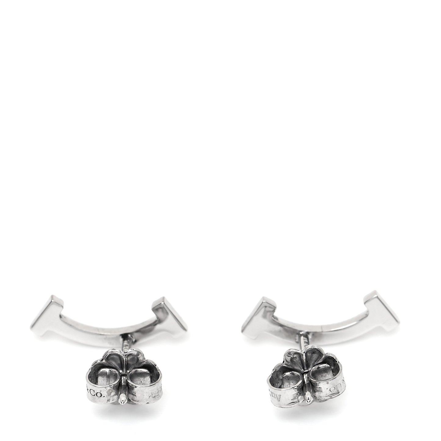 18K White Gold Diamond T Smile Earrings