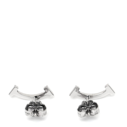 Tiffany 18K White Gold Diamond T Smile Earrings 3 of 5