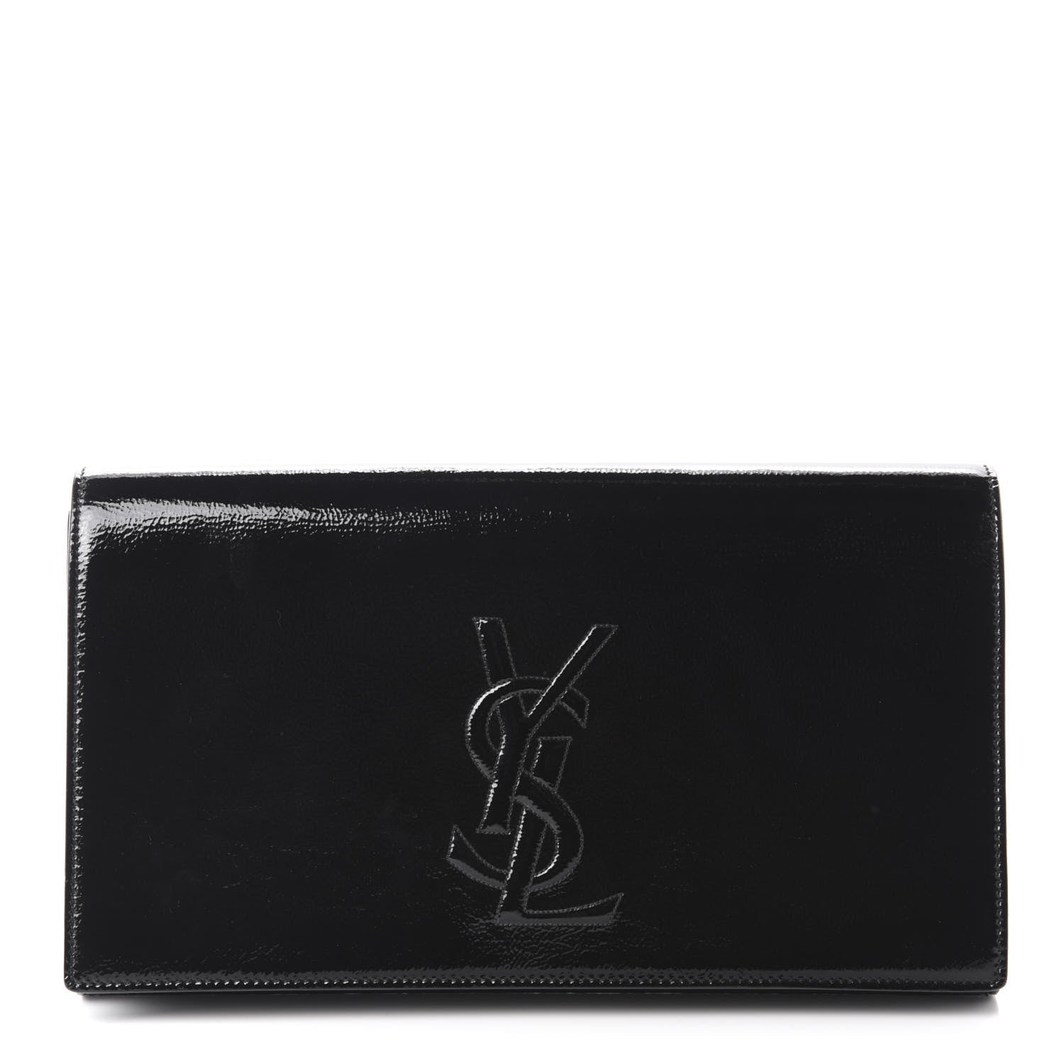 Saint Laurent Textured Patent Monogram Large Belle De Jour Clutch Black 1 of 11