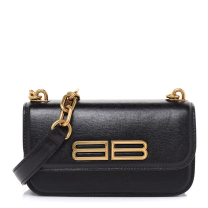 Balenciaga Calfskin Stripe Embossed Gossip Chain Bag XS Black 1 of 12