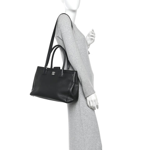 Calfskin Cerf Executive Shopper Tote Black