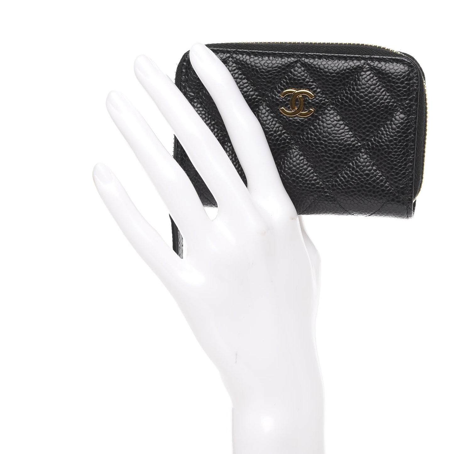 Caviar Quilted Zip Coin Purse Black