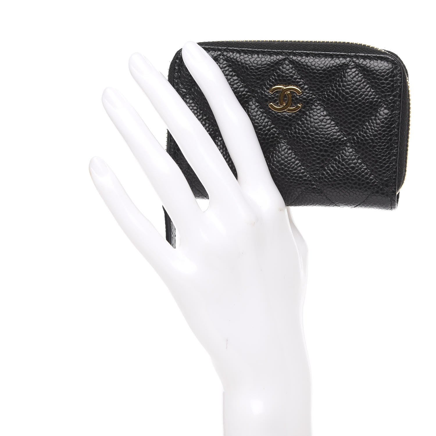 Chanel Caviar Quilted Zip Coin Purse Black 2 of 8