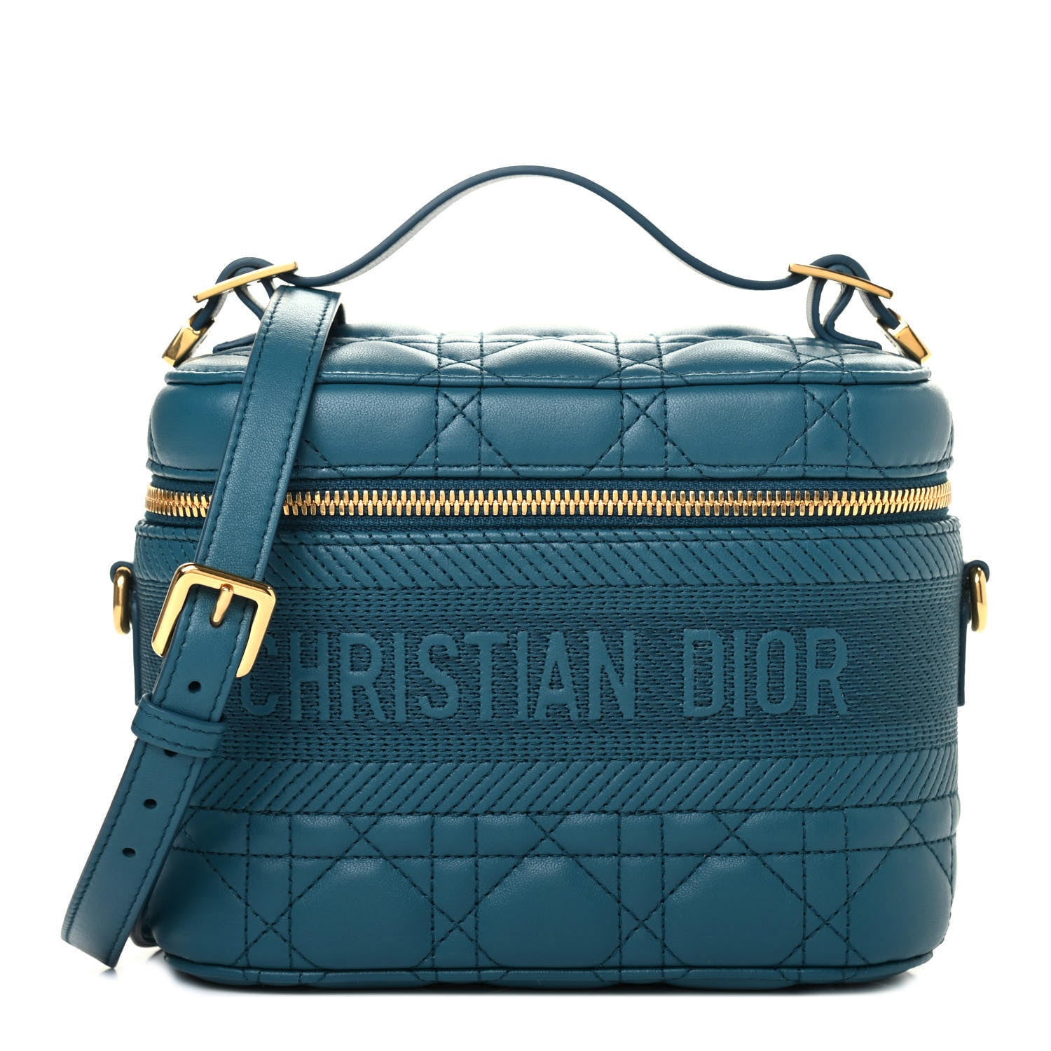Christian Dior Lambskin Cannage Small Diortravel Vanity Case Deep Ocean 1 of 4