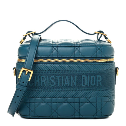 Christian Dior Lambskin Cannage Small Diortravel Vanity Case Deep Ocean 1 of 4