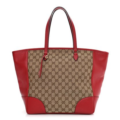 Gucci Monogram Bree Zippered Tote Beige Red 1 of 10
