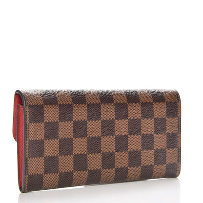 Louis Vuitton Damier Ebene Emilie Wallet Red 3 of 9