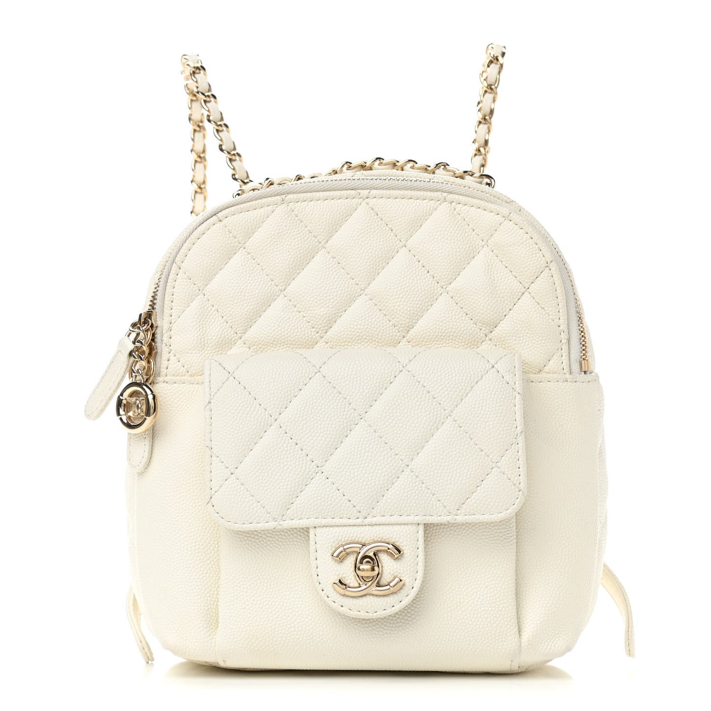 Caviar Quilted Small CC Day Backpack White