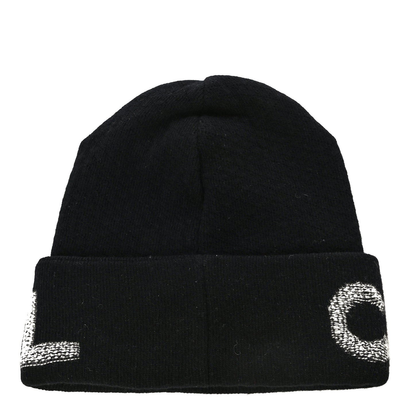 Wool Cashmere Logo Beanie Hat Black Light Grey