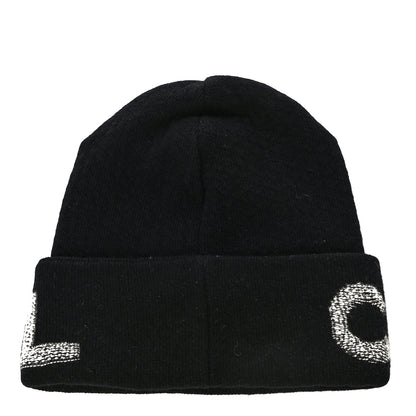 Chanel Wool Cashmere Logo Beanie Hat Black Light Grey 2 of 7