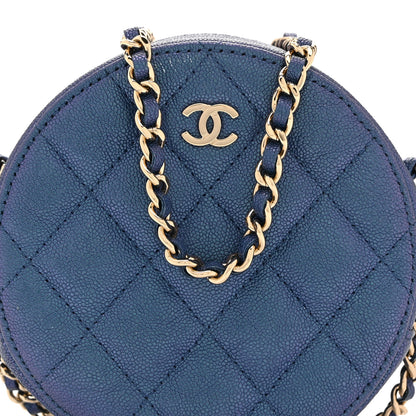 Chanel Iridescent Caviar Quilted Round Clutch With Chain Blue 8 of 10