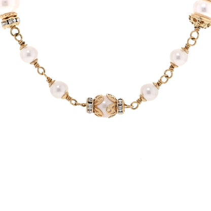 Chanel Pearl Crystal Textured CC Short Necklace Gold 4 of 9
