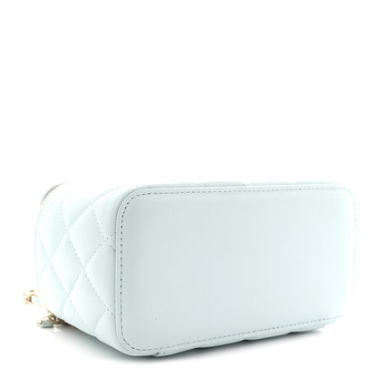 Chanel Lambskin Quilted Small Top Handle Vanity Case With Chain Light Blue 4 of 10