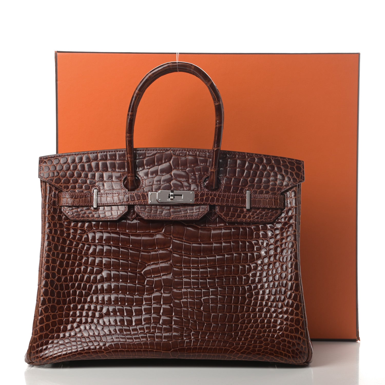 Hermes Shiny Porosus Birkin 35 Miel 34 of 34