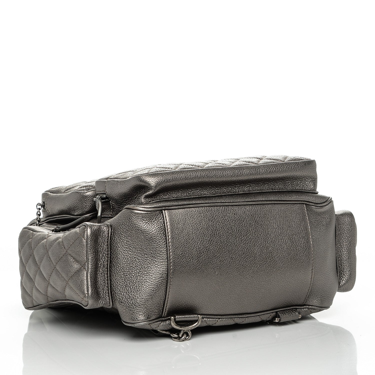 Chanel Metallic Grained Calfskin Quilted Large Casual Rock Backpack Charcoal 4 of 7