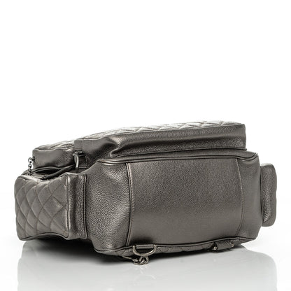 Chanel Metallic Grained Calfskin Quilted Large Casual Rock Backpack Charcoal 4 of 7