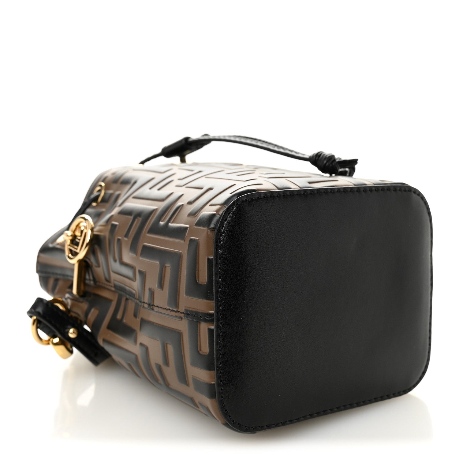 Fendi Vitello Liberty F is Fendi Bi-Color FF 1974 Embossed Mini Mon Tresor Bucket Bag Maya Black 4 of 10