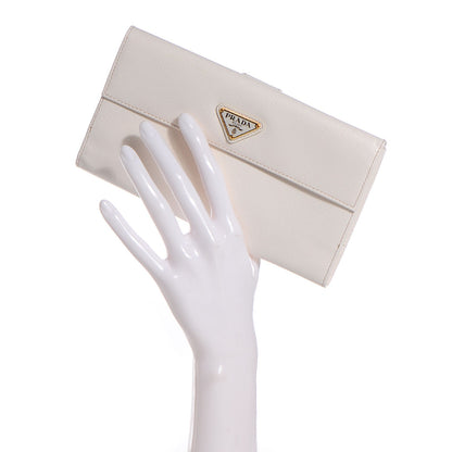 Prada Saffiano Metal Continental Wallet Talco 2 of 9