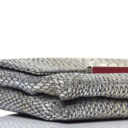Christian Louboutin Glitter Fabric Snakeskin Embossed Clutch 8 of 9