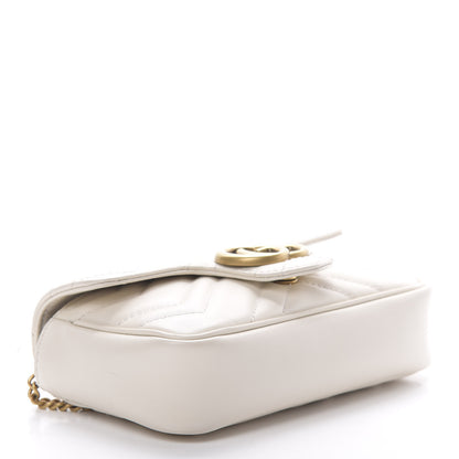 Gucci Calfskin Matelasse Super Mini GG Marmont Shoulder Bag White 4 of 12