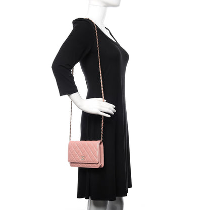 Chanel Iridescent Caviar Quilted Wallet on Chain WOC Rose Pink 2 of 12