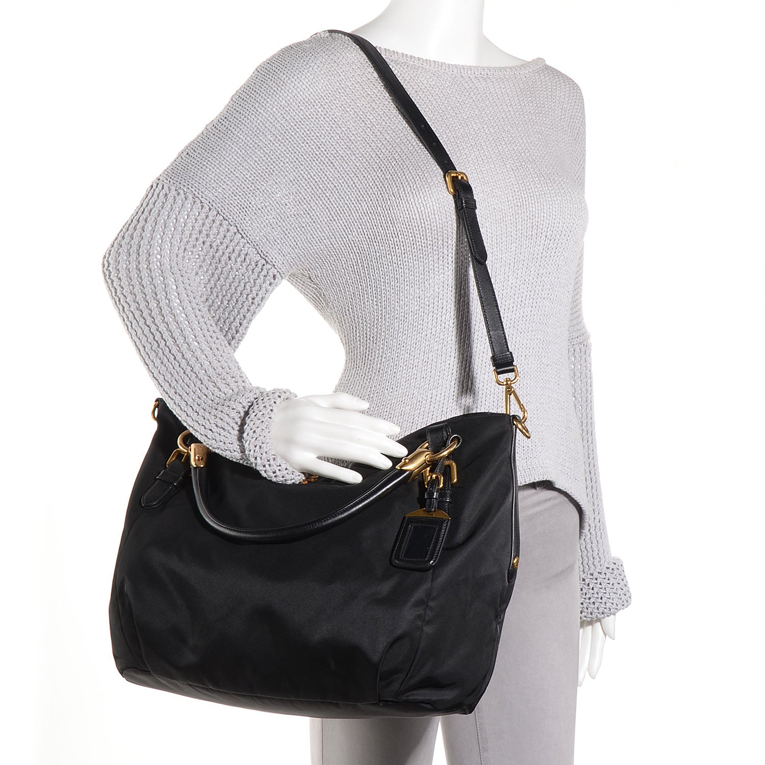 Prada Tessuto Nylon Nappa Shoulder Bag Nero Black 2 of 10