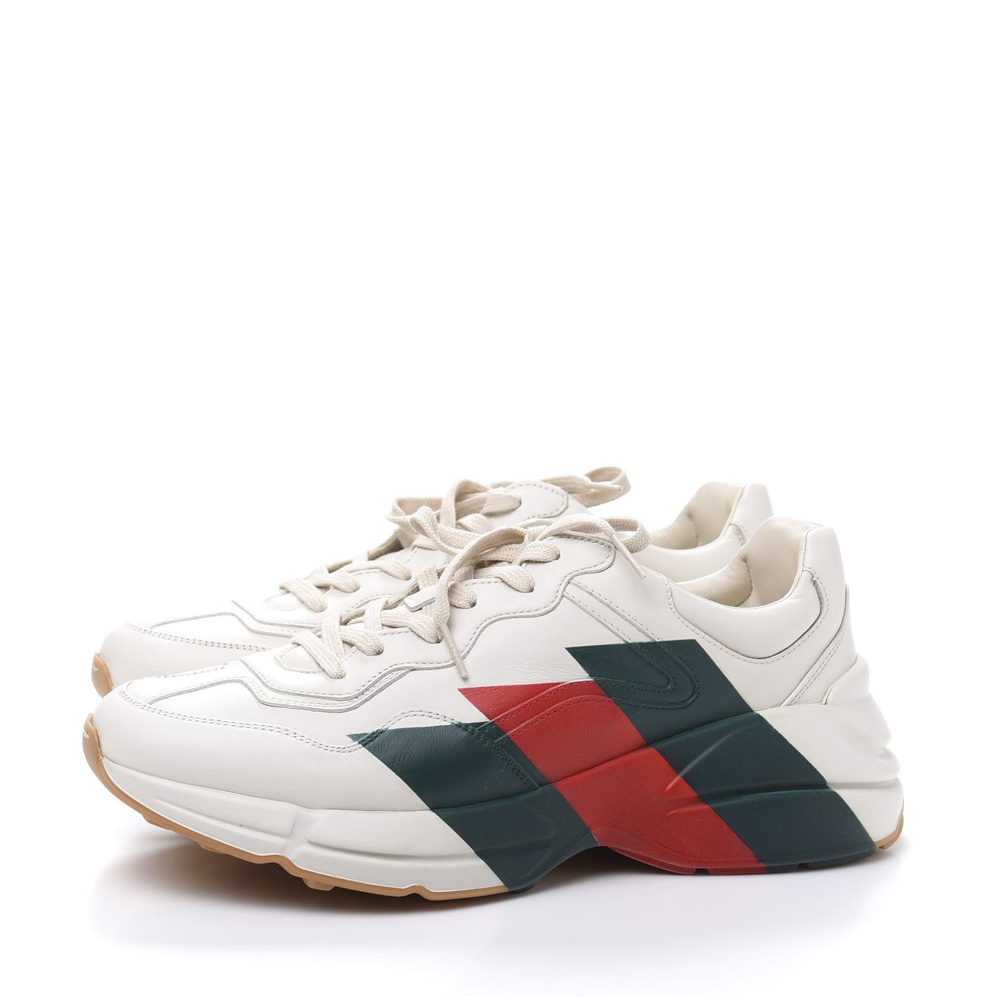 Calfskin Web Printed Mens Rhyton Sneakers 9.5 Mystic White