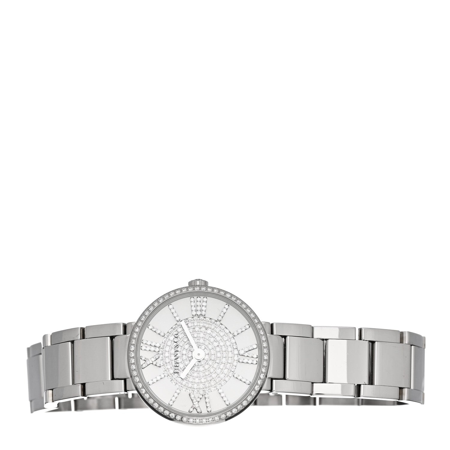 Tiffany Stainless Steel Diamond Pave 24mm Atlas 2-Hand Quartz Watch 2 of 5