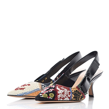 Christian Dior Embroidered Calfskin Beaded Sweet D Sling-Back Pumps 38 Multicolor 3 of 11