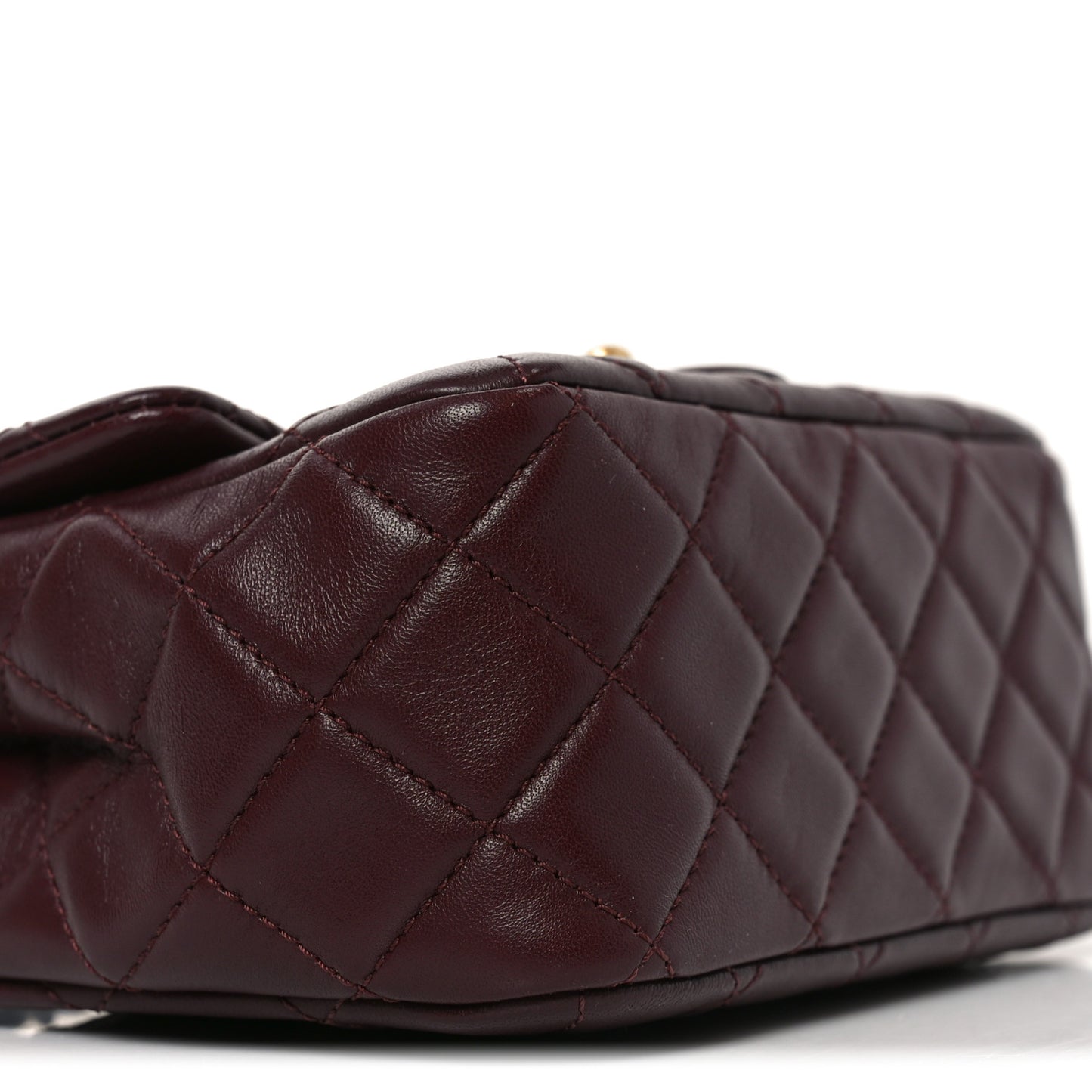 Lambskin Quilted Mini Pearl Crush Flap Burgundy