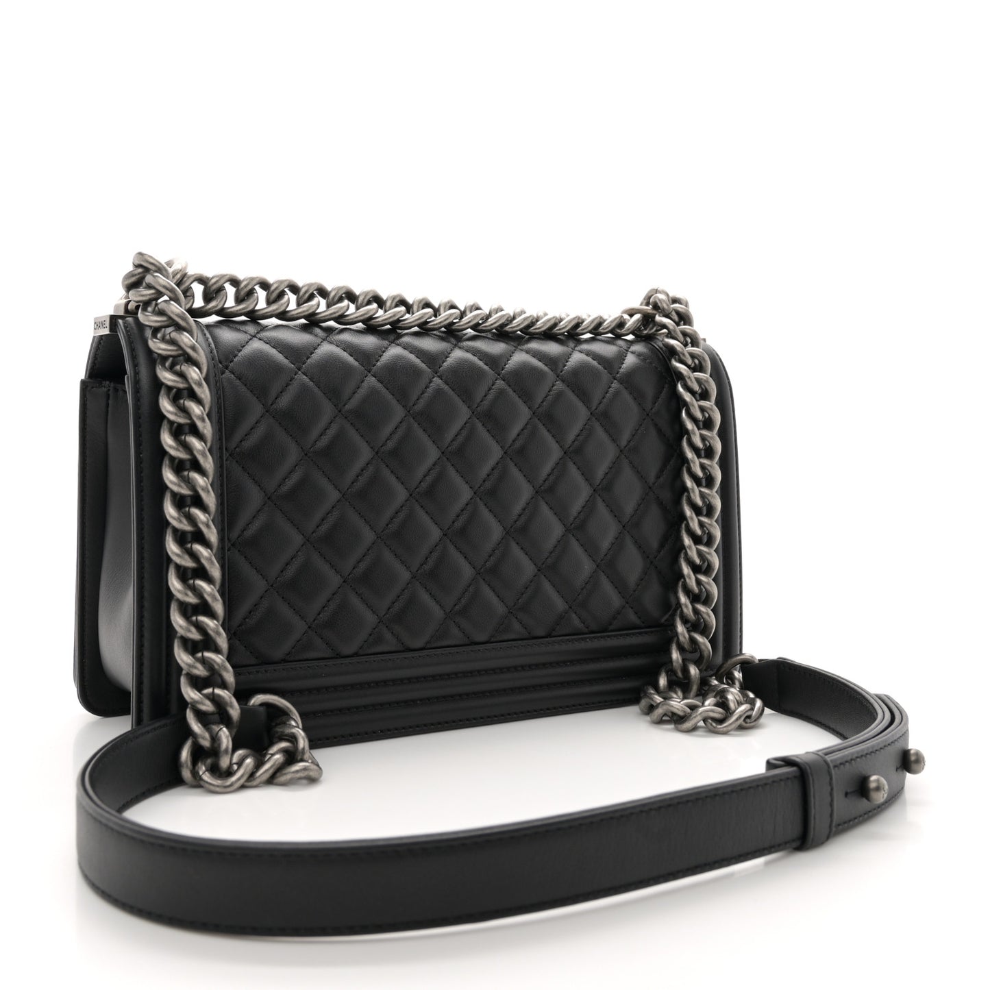 Lambskin Quilted Medium Boy Flap Black