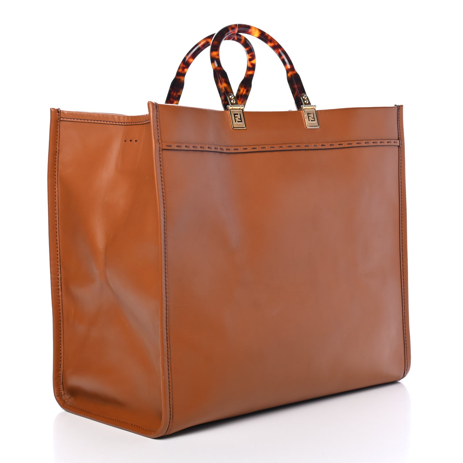 Fendi Vitello King Plexiglass Large Fendi Sunshine Shopper Tote Cuoio 2 of 4