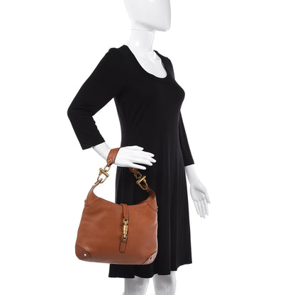 Gucci Calfskin Piston Lock Jackie O Hobo Tan 2 of 14