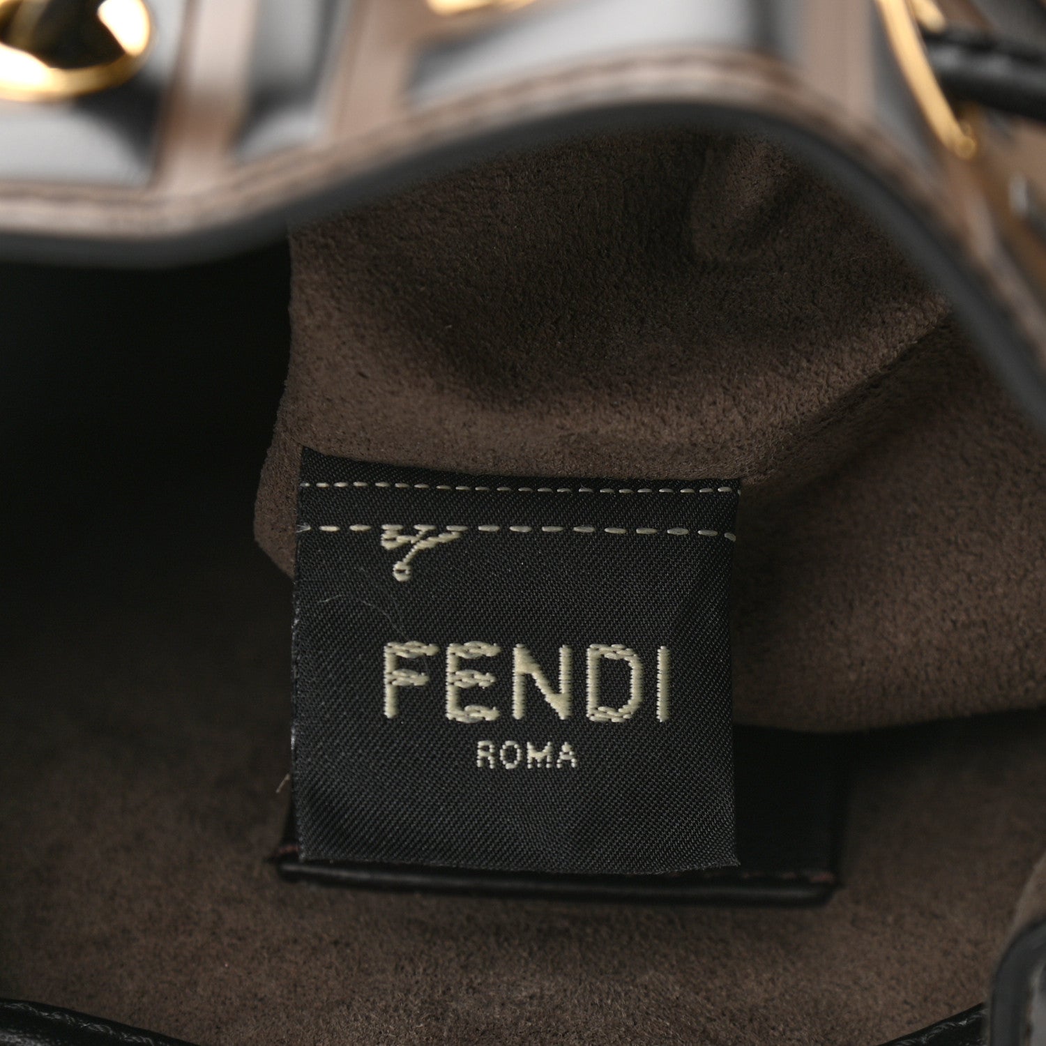 Fendi Vitello Liberty F is Fendi Bi-Color FF 1974 Embossed Mini Mon Tresor Bucket Bag Maya Black 9 of 13