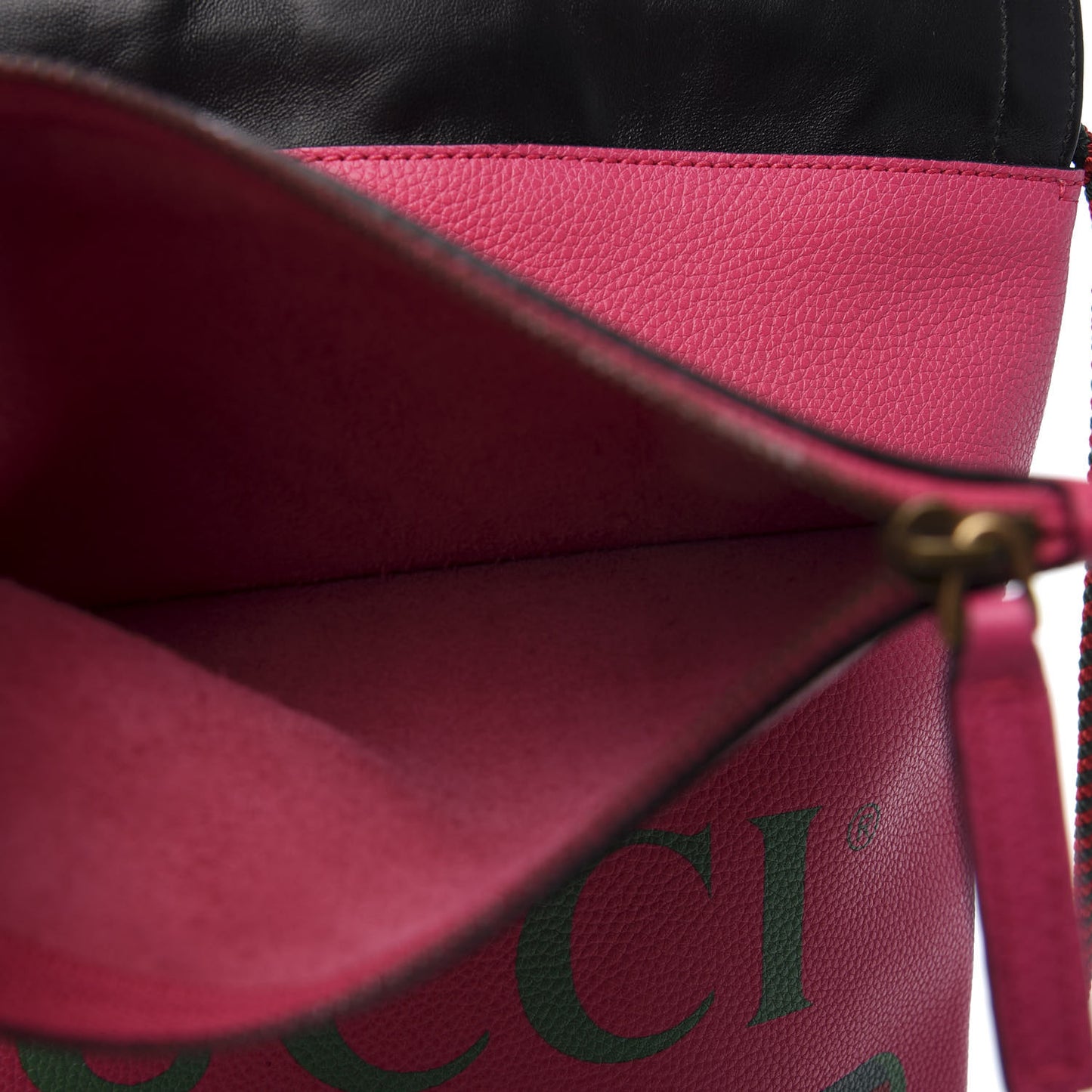 Grained Calfskin Logo Drawstring Backpack Box Pink Green Black