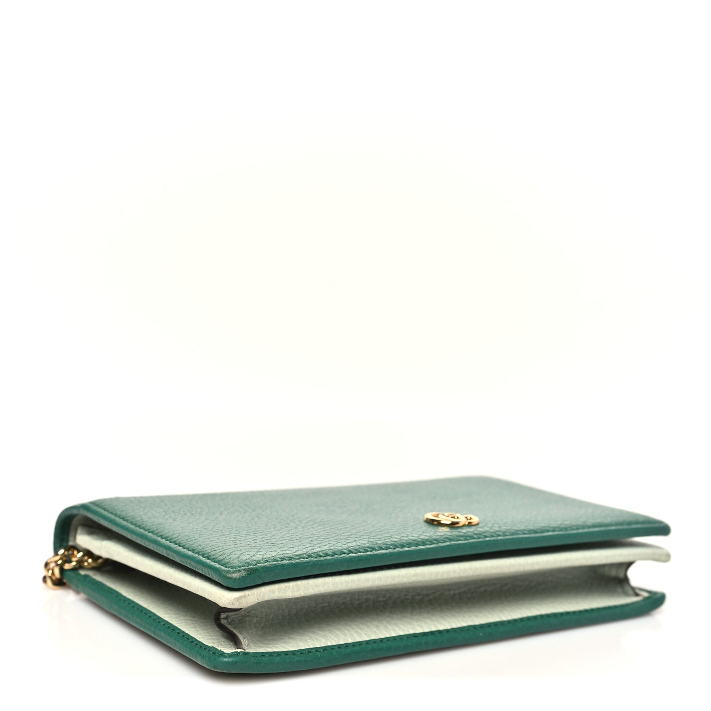 Dollar Calfskin Mini GG Marmont Chain Wallet Emerald Green Salvy Green