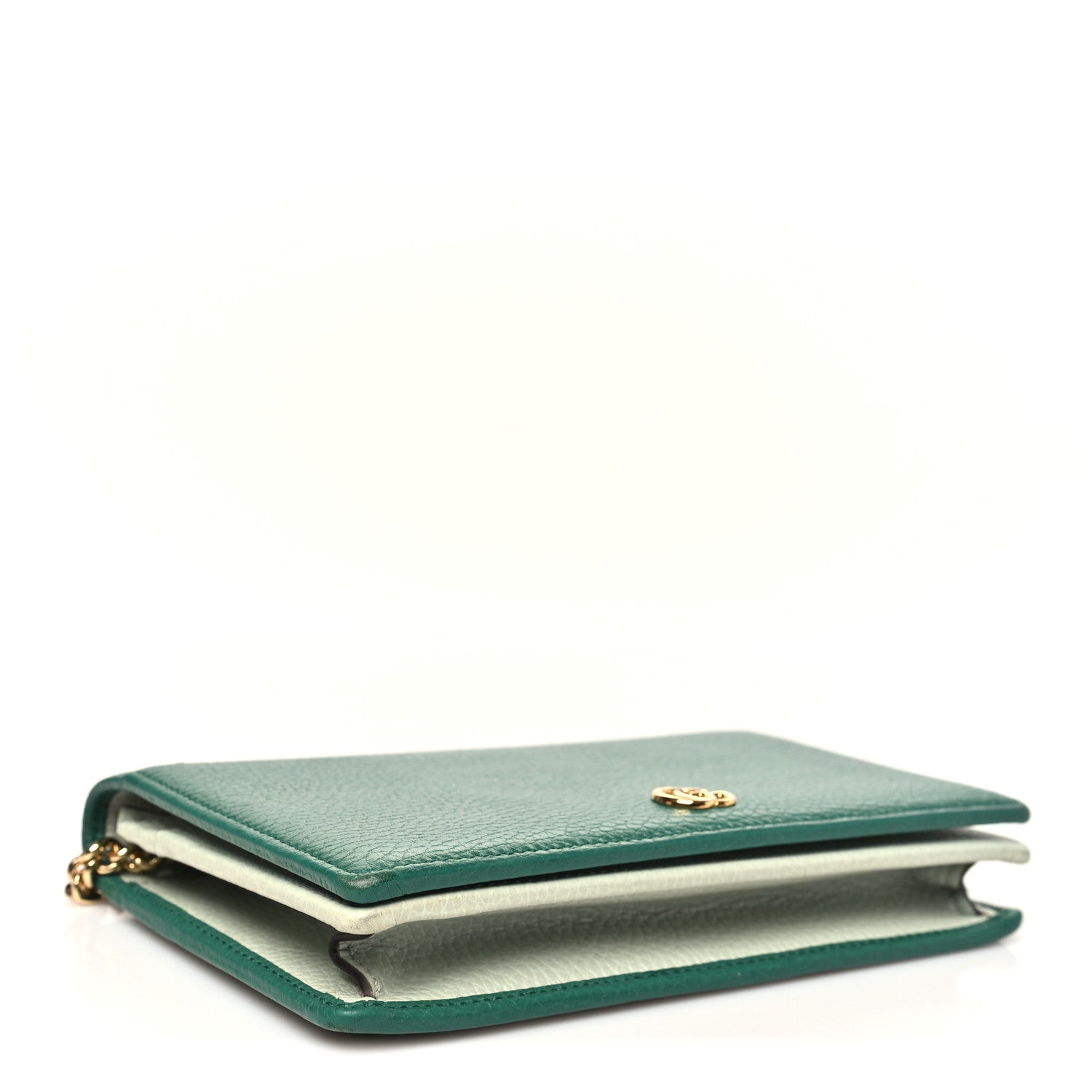 Gucci Dollar Calfskin Mini GG Marmont Chain Wallet Emerald Green Salvy Green 4 of 9