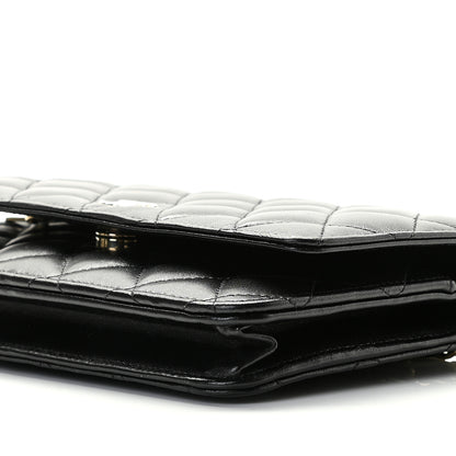 Chanel Lambskin Quilted Coco Bow Wallet On Chain WOC Black 10 of 11