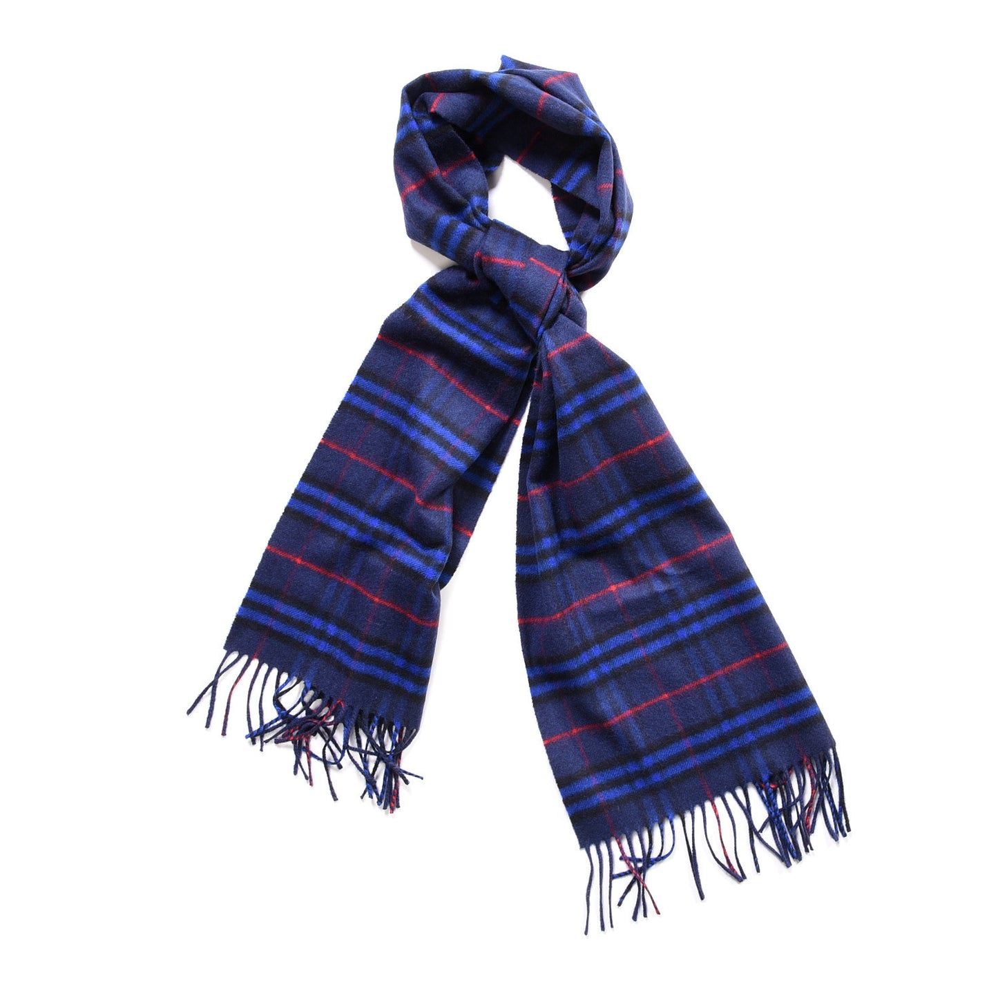 Cashmere House Check Fringe Scarf Blue